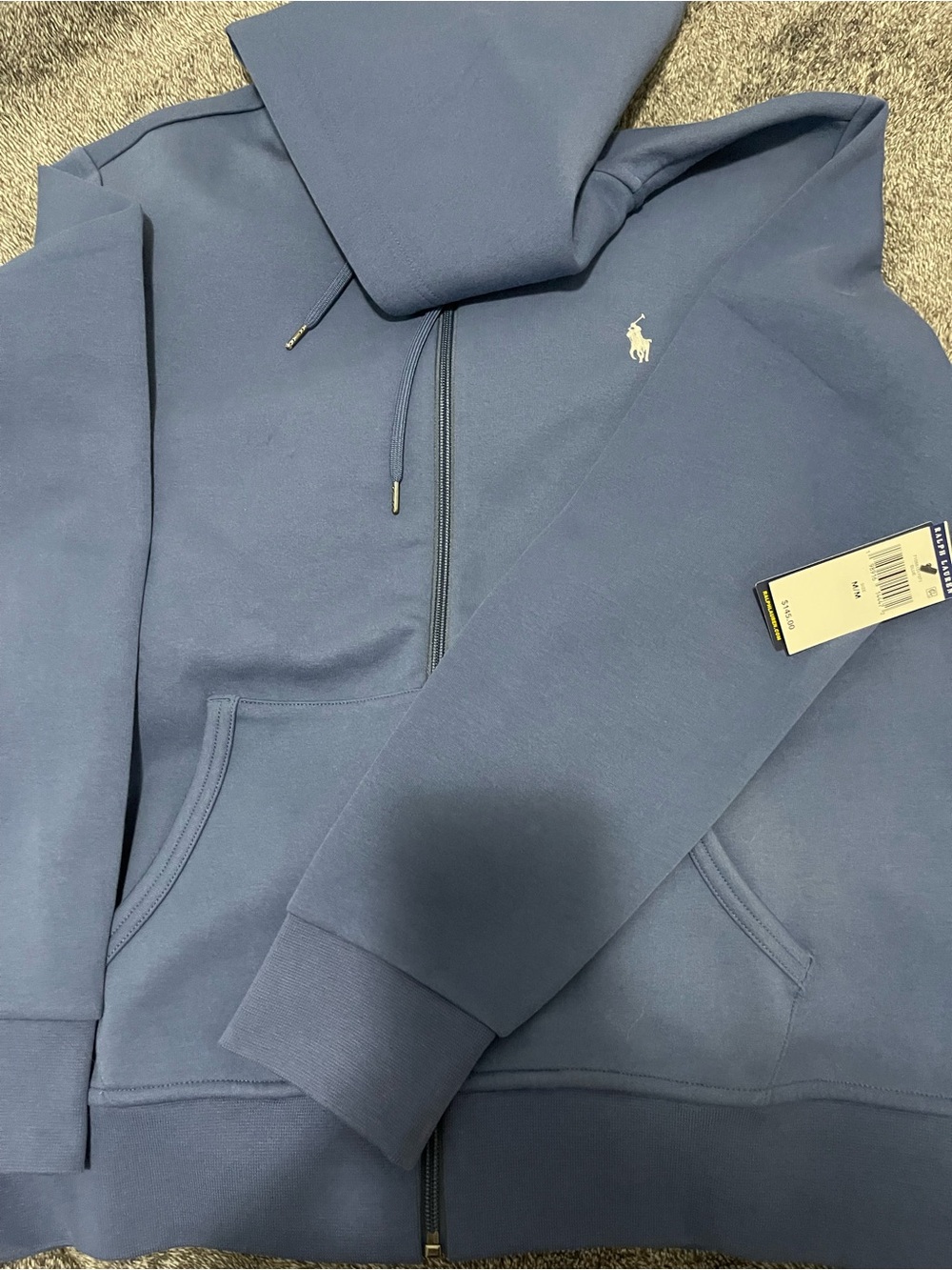 Polo by Ralph Lauren Blue Full-Zip Hoodie with Embroidered Pony NWT